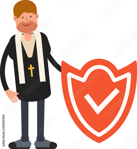 Quadro em tela Priest Character and Check Mark Shield