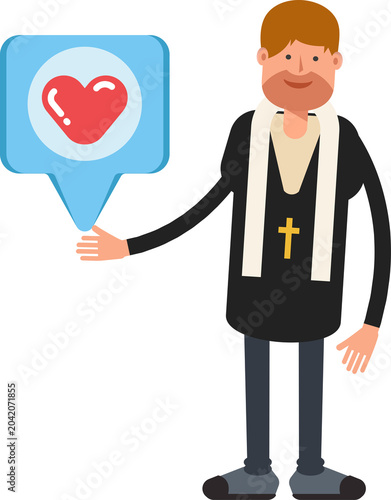Quadro em tela Priest Character and Heart Message