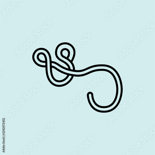 Fotografi Black and white linear icon of characteristic curved Ebola virus filament