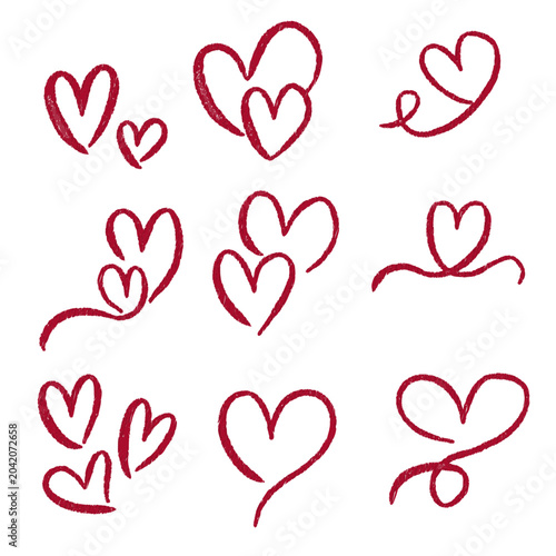 Watercolor pink heart elements