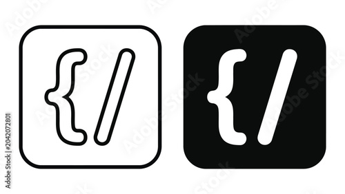 фотографія Code bracket developer syntax icons in line and solid style