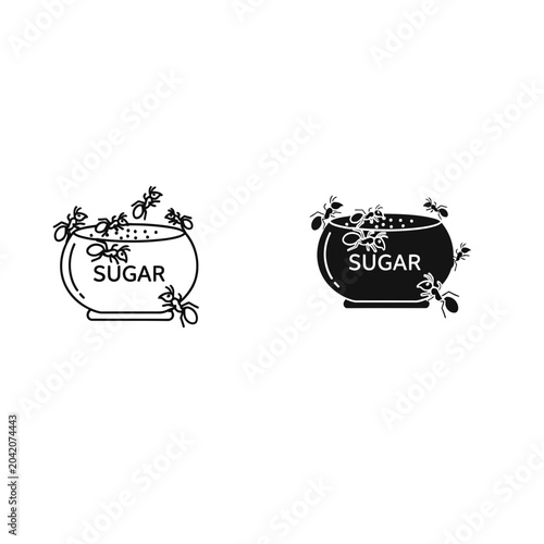 Canvastavla Sugar jar icon set, outline and solid, white background