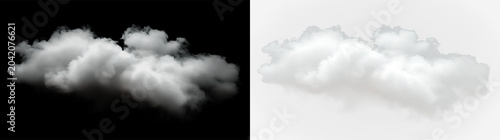 Fotografie Fluffy white clouds floating in the sky isolated on a transparent background dur