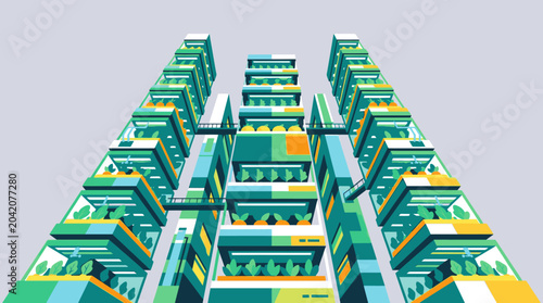 3D illustration of futuristic city buildings