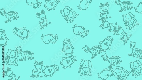 Cute cartoon patterns ideal for childrens clothing, stationery, and gift wrap with a variety of adorable animal characters.