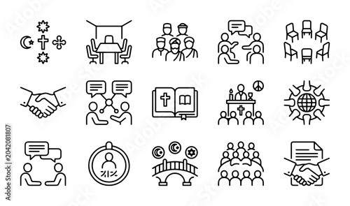 Photography Diverse Group Collaboration Icons, Community Meeting Symbols, Teamwork & Discuss