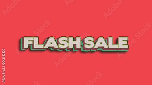Horizontal video with retro 3D FLASH SALE text appearing on a coral background, bold promo typography for discount, shopping and advertising 3D animation