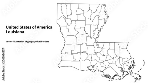 Photos Louisiana state map vector illustration with administrative parish borders
