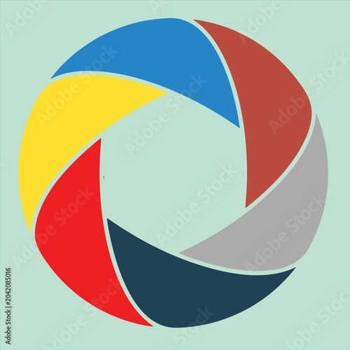 Tableau sur toile Abstract Circular Swirl Logo with Colorful Interlocking Segments
Modern abstract circular design featuring six colorful curved segments arranged in a dynamic rotational pattern