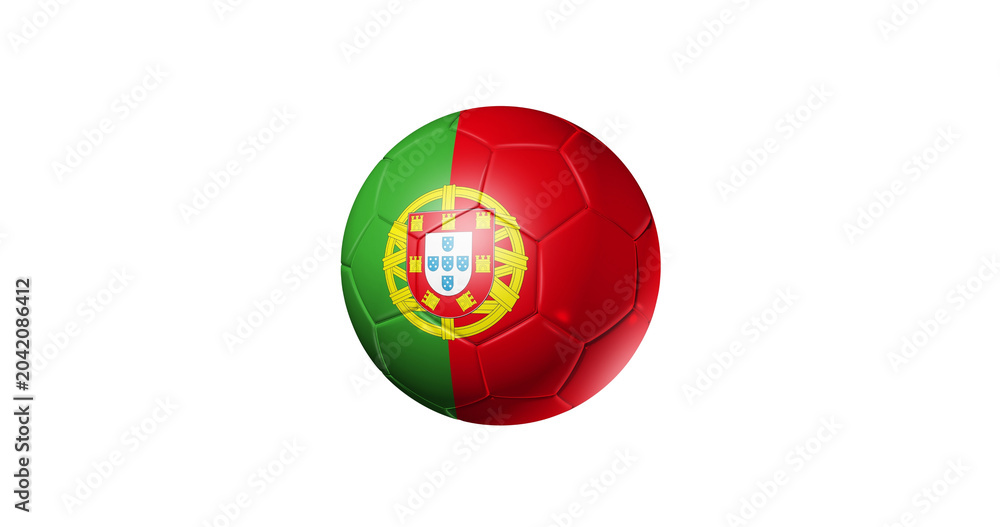 Obraz premium 3d soccer ball with portugal flag texture isolated on white background