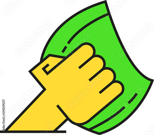 Φωτογραφία hand holding sanitizing napkin cleaning icon