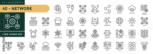 Quadro su tela A collection of Network icons set with editable stroke