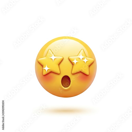 Star-Struck Emoji with Wide Open Mouth and Sparkling Eyes.