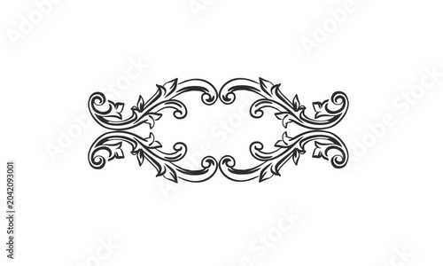 Hand drawn vector abstract outline,graphic,line vintage ornament art nouveau frame border and divider in drawing elegant style.Elegant decoration vintage outline design isolated.Floral ornament border