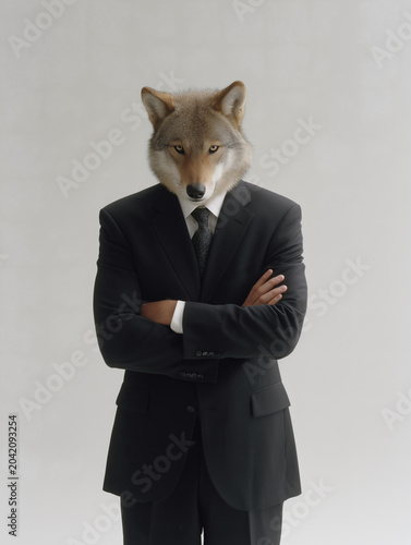 Ejecutivo con cabeza de lobo