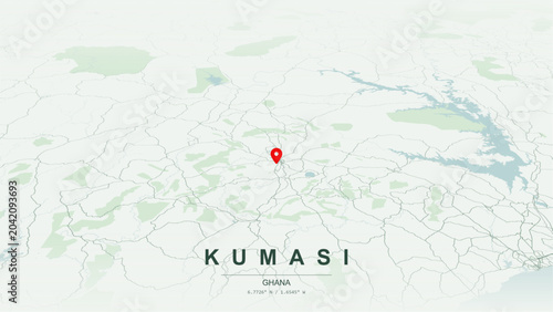 Bild auf Leinwand Modern minimalist vector map of Kumasi, Ghana