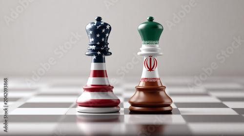 Ajedrez con bandera de Irán y Estados Unidos