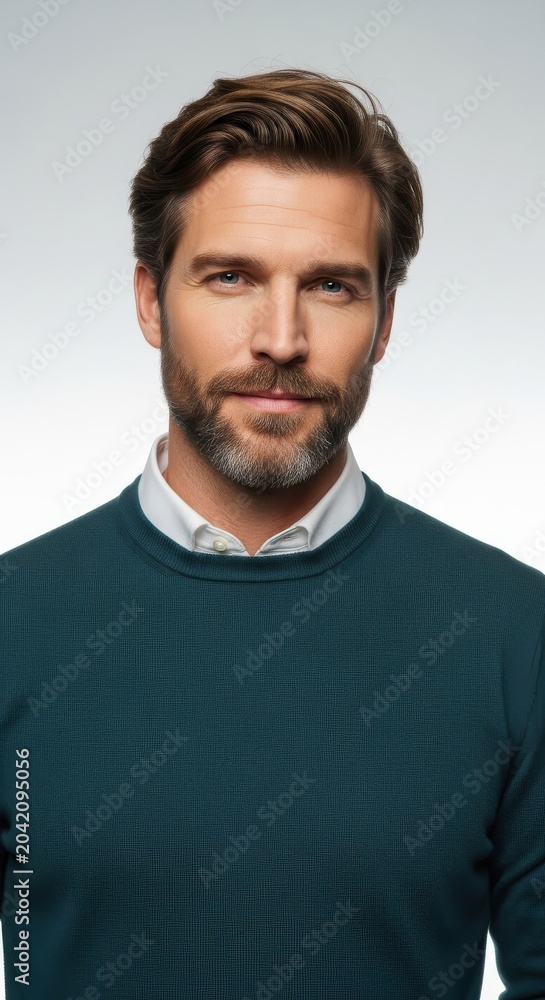 Fototapeta premium Confident Bearded Man Professional Studio Portrait