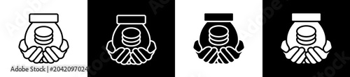 Photos Funds Icon In Outline And Glyph Styles With Black And White Variations