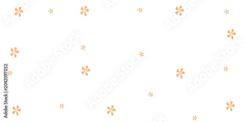 Photos Minimalist orange flower star icons pattern on white background for cute stationery and textile design wallpaper art