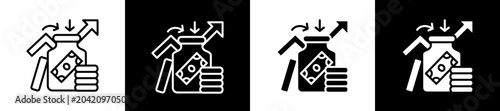 Photography Inflow Icon In Outline And Glyph Styles With Black And White Variations