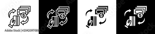 Tableau sur toile Turnover Icon In Outline And Glyph Styles With Black And White Variations