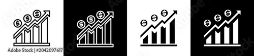 Fotografía Profitability Icon In Outline And Glyph Styles With Black And White Variations