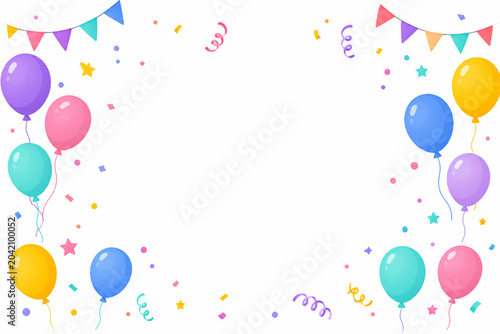 Colorful Party Balloon Frame Background