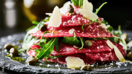 premium beef carpaccio food photography