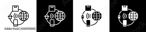 Obraz na płótnie Network Icon In Outline And Glyph Styles With Black And White Variations