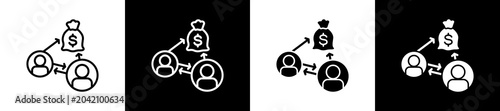 Photos Sharing Icon In Outline And Glyph Styles With Black And White Variations