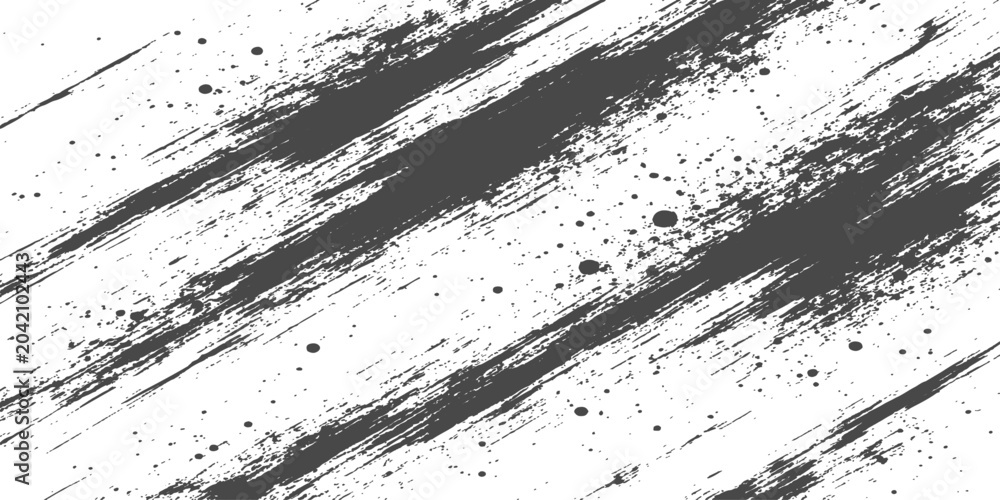 Obraz premium Black and white abstract grunge texture background with ink splashes and stains, dark dirty paper style illustration design border pattern