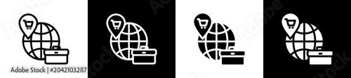 Tableau sur toile Market Expansion Icon In Outline And Glyph Styles With Black And White Variation