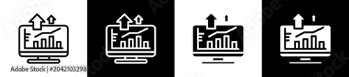 Tableau sur toile Market Fluctuation Icon In Outline And Glyph Styles With Black And White Variati