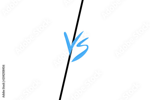 Cuadro en lienzo Hand Drawn blue Versus Symbol on Transparent Background Minimalist Graphic Desig