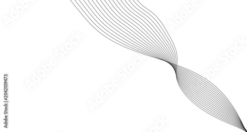 Minimalist abstract wave background with flowing black lines, elegant curved linear pattern on white, modern geometric graphic design for corporate branding and digital presentations