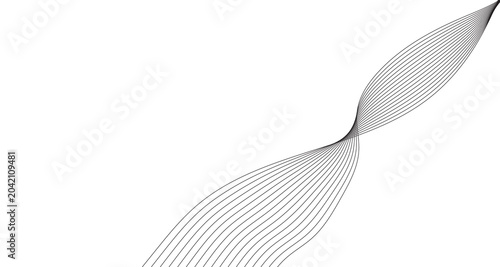 Minimalist abstract wave background, elegant black flowing lines on white, modern curved line pattern for corporate presentation, clean geometric motion design for web header