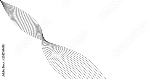 Minimalist abstract wave background with flowing black lines, elegant curved linear pattern on white, modern geometric composition for corporate branding and web design