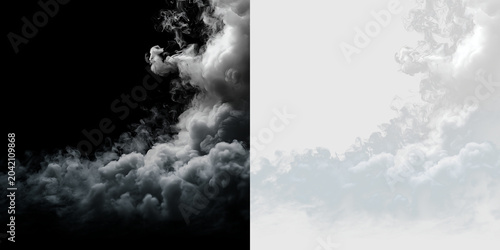 Schilderij op canvas Clouds move softly in the sky with a hint of gray during the daytime over an ope