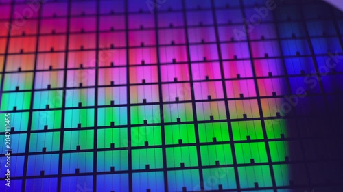 Silicon wafer for manufacturing semiconductor of integrated circuit.Electronic circuit designs have been built onto the wafers using micromaching including photolithography