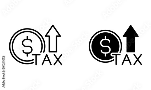 tax increase concept with dollar coin and upward arrow icon vector illustration