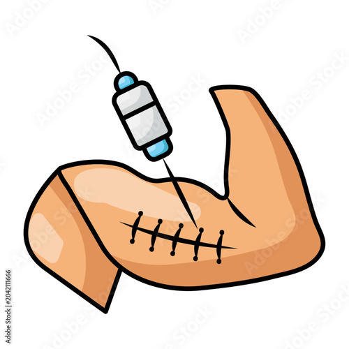 cosmetic arm tightening treatment concept, brachioplasty recovery vector icon design, plastic surgery procedure stock illustration