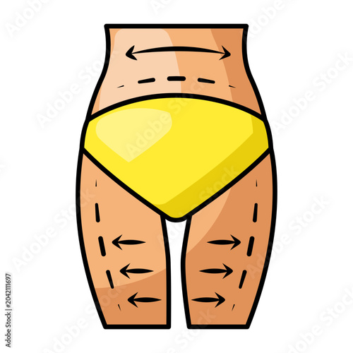 Tableau sur toile leg and midsection slimming guide concept, slimmer waist and thigh contouring ve