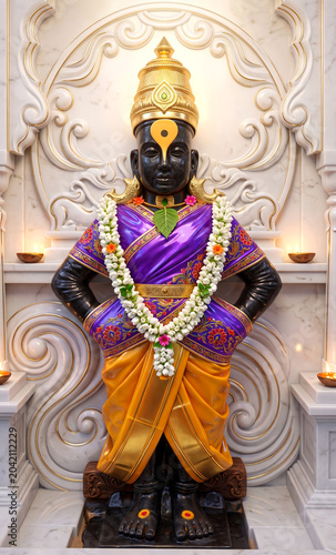 Swami Samarth White Marble Statue Style 3D Spiritual Wall Art