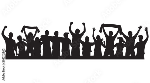 black silhouette vector of football supporters 0005