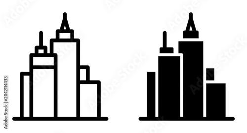 Foto Modern Cityscape Icons, Urban Skyline Silhouette, Downtown Architecture Vector G