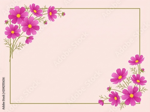 Feminine wellness journal page template decorated with delicate wild cosmos graphics