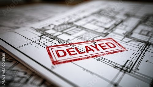 Architectural plans with a red 