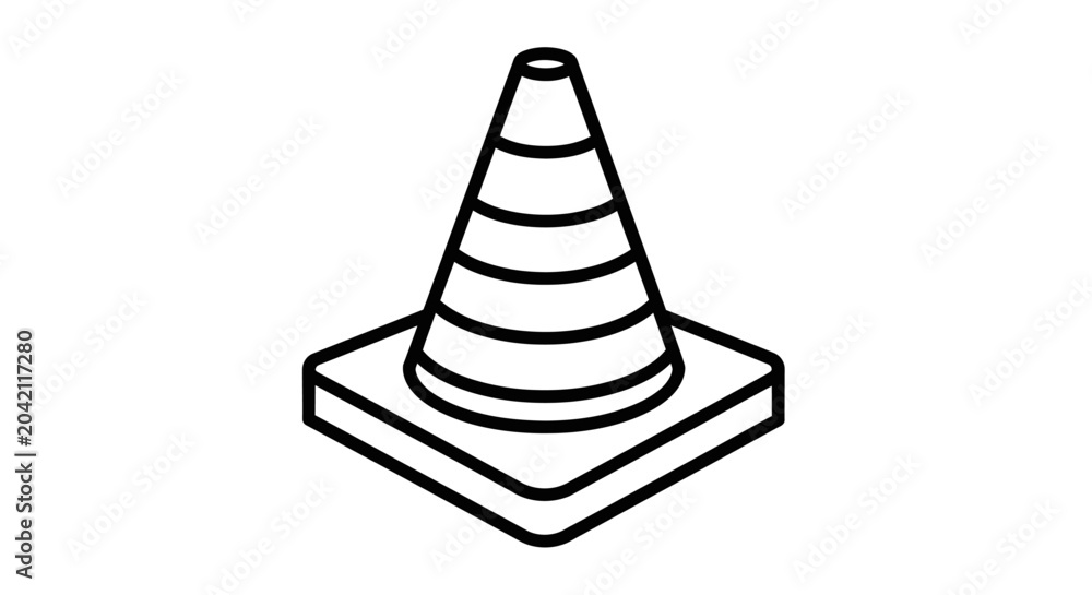 Fototapeta premium Traffic cone icon, road sign symbol, construction warning, flat design