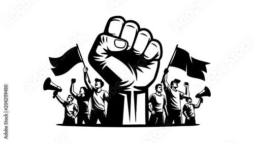 Tableau sur toile Soldiers Raising Victory Flag, Military Silhouette Patriotic Scene, Army Team On
